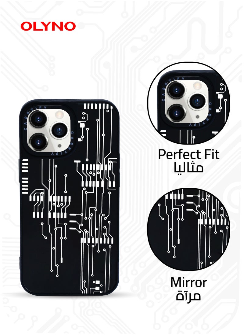 OLYNO TechVisage Circuit Board Design iPhone 11 Pro Max Back Case Stylish Durable Modern Protective Cover  - Image 4