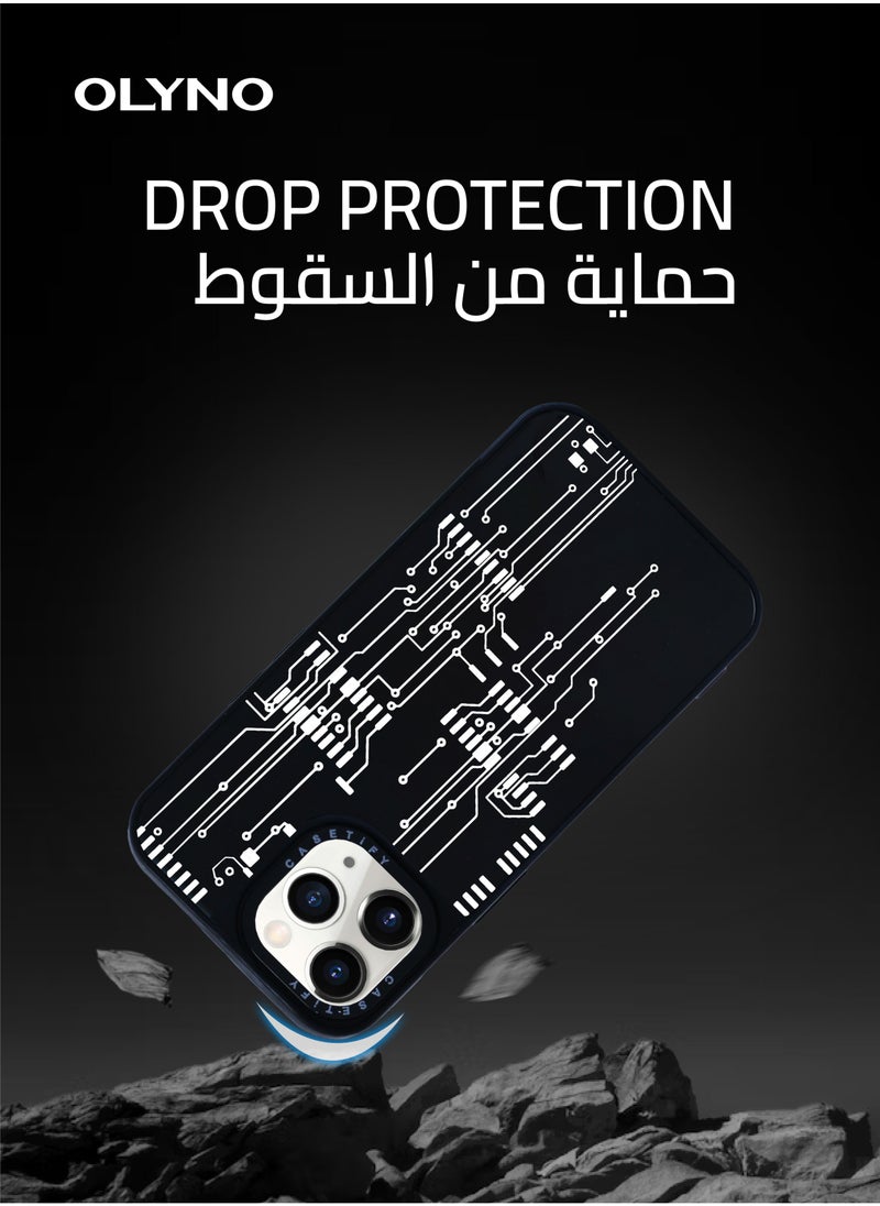 OLYNO TechVisage Circuit Board Design iPhone 11 Pro Max Back Case Stylish Durable Modern Protective Cover  - Image 3