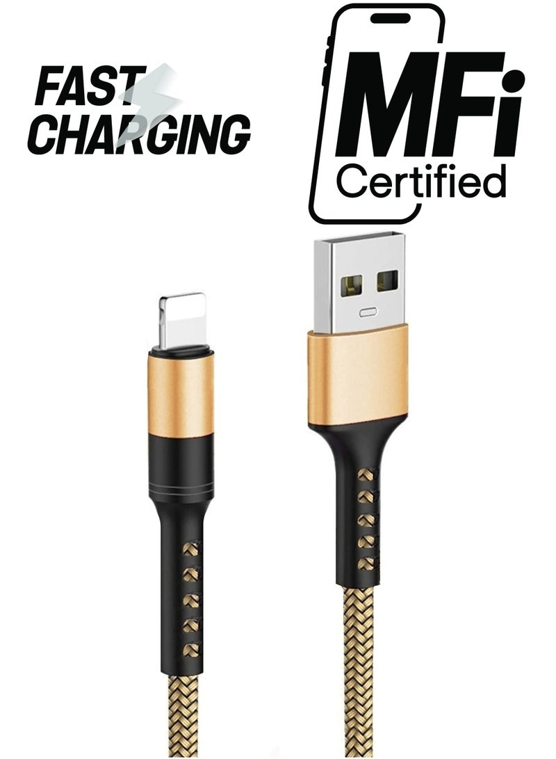 Nylon fast charging cable iPhone Cable, 3A lighting charger cable, Compatible with iPhone13 /iPhone13 mini/iPhone 13 Pro/iPhone13 Pro Max (Yellow, 1.2M)