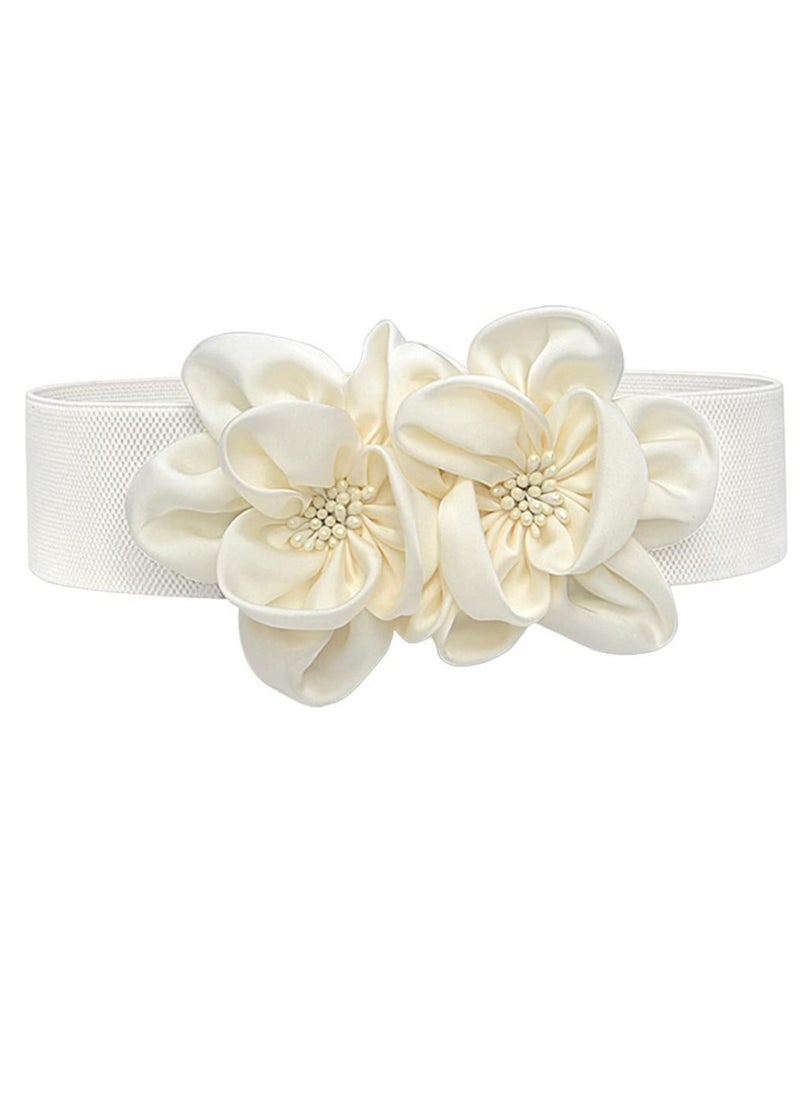 SYOSI Women's Wide Belt Stretchy Chunky, Big Flower Cinch Belts, Fashion Style Belt for Women, for Dresse Dress Belts Elastic Wide Leaf Waist Belt Waistband  - Image 1