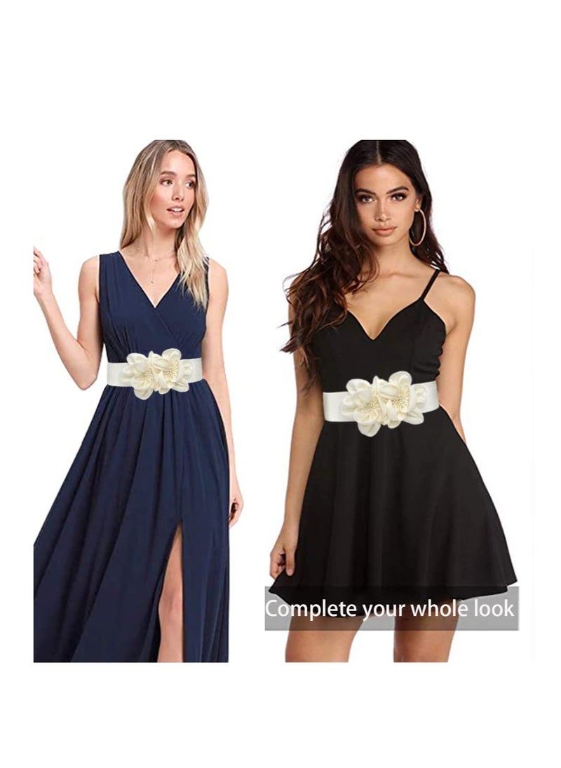 SYOSI Women's Wide Belt Stretchy Chunky, Big Flower Cinch Belts, Fashion Style Belt for Women, for Dresse Dress Belts Elastic Wide Leaf Waist Belt Waistband  - Image 5