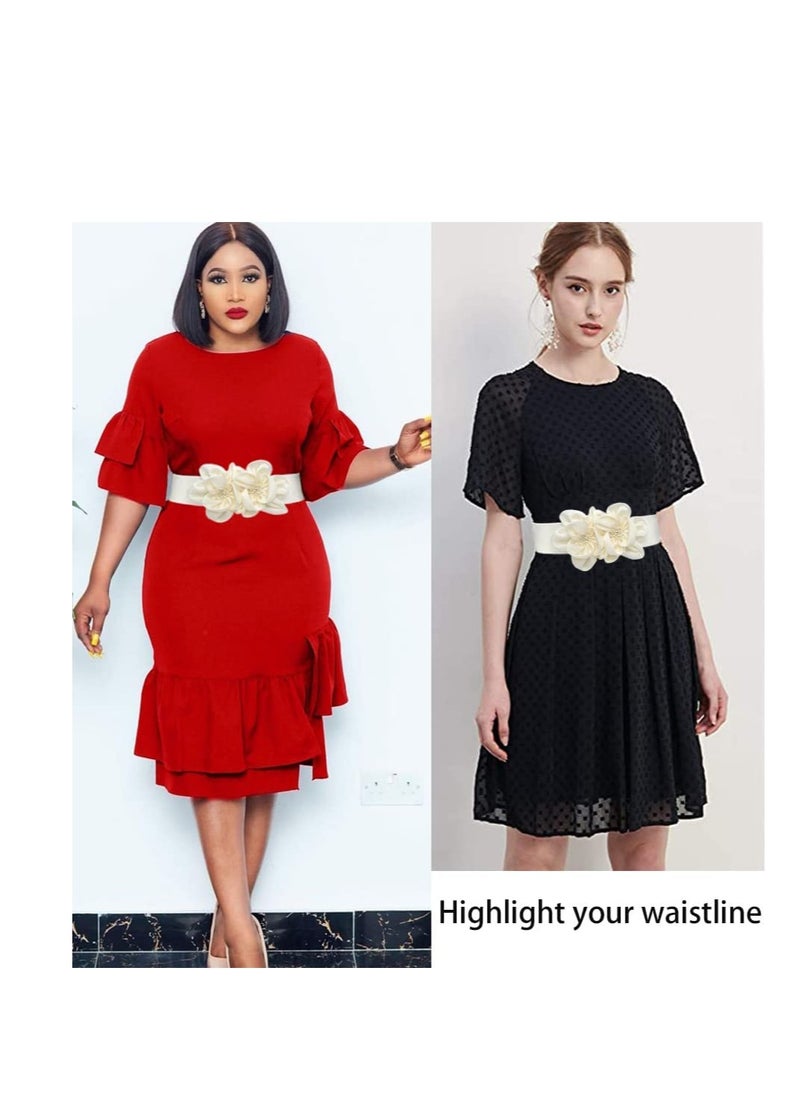 SYOSI Women's Wide Belt Stretchy Chunky, Big Flower Cinch Belts, Fashion Style Belt for Women, for Dresse Dress Belts Elastic Wide Leaf Waist Belt Waistband  - Image 4