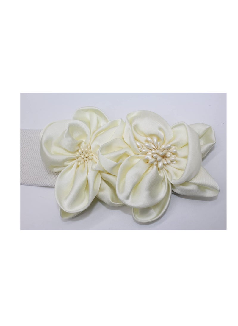 SYOSI Women's Wide Belt Stretchy Chunky, Big Flower Cinch Belts, Fashion Style Belt for Women, for Dresse Dress Belts Elastic Wide Leaf Waist Belt Waistband  - Image 3