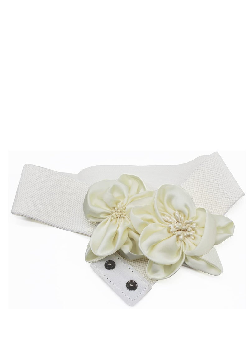 SYOSI Women's Wide Belt Stretchy Chunky, Big Flower Cinch Belts, Fashion Style Belt for Women, for Dresse Dress Belts Elastic Wide Leaf Waist Belt Waistband  - Image 2