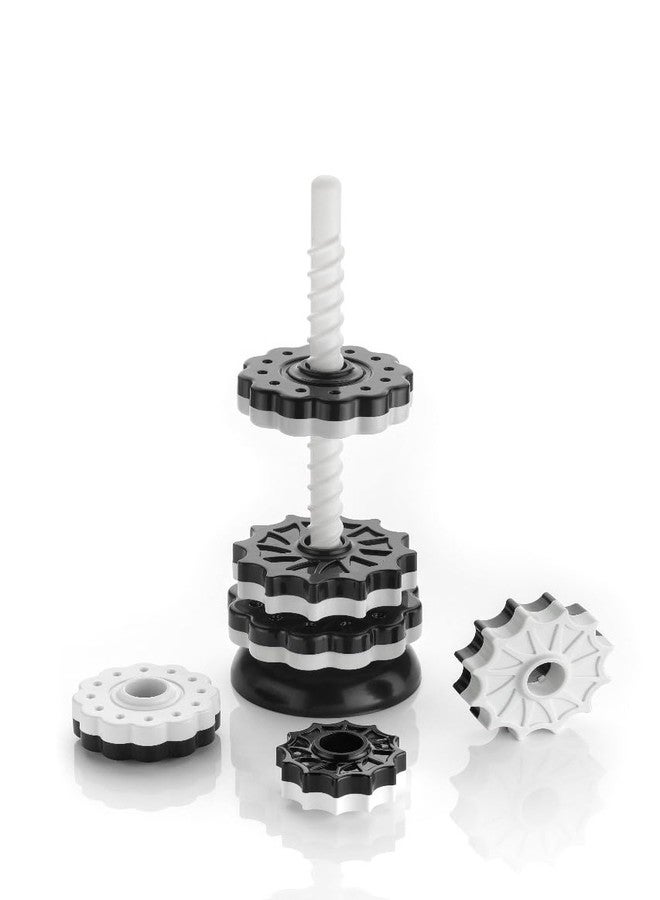 ULTRAZON Spinning Toy Premium Stacking Toy for Kids Strong ABS Plastic Rainbow Spinning Wheel Toy Fun and Engaging Brain Development Toys for Kids for 1-3 Year Old (Black and White) - Image 2