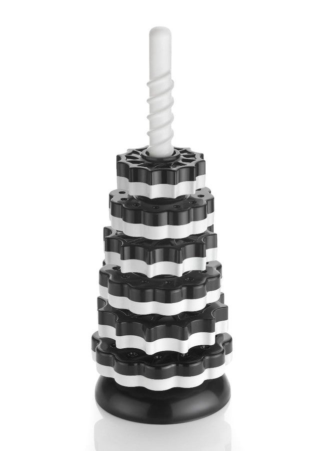 ULTRAZON Spinning Toy Premium Stacking Toy for Kids Strong ABS Plastic Rainbow Spinning Wheel Toy Fun and Engaging Brain Development Toys for Kids for 1-3 Year Old (Black and White) - Image 1