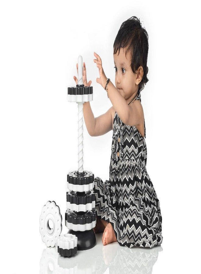 ULTRAZON Spinning Toy Premium Stacking Toy for Kids Strong ABS Plastic Rainbow Spinning Wheel Toy Fun and Engaging Brain Development Toys for Kids for 1-3 Year Old (Black and White) - Image 3
