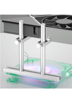 Generic Adjustable Aluminum GPU Support Bracket for Graphics Cards, Enhanced Dual Stand Video Card Holder, Silver 128mm GPU Sag Prevention Stand.  - Image 1