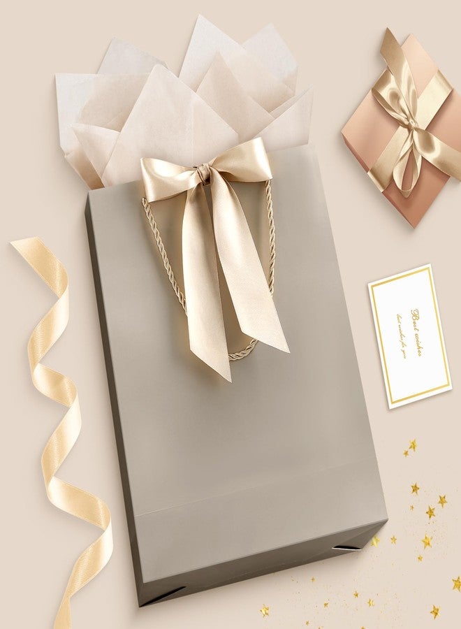 YoungTree Medium Gift Bag with Ribbon and Greeting Card 2 Tissue Papers, Portable Paper Birthday Gift Bags with Handles, Elegant Present Bags for Valentines Day Wedding Party Supplies (Champagne) - Image 2