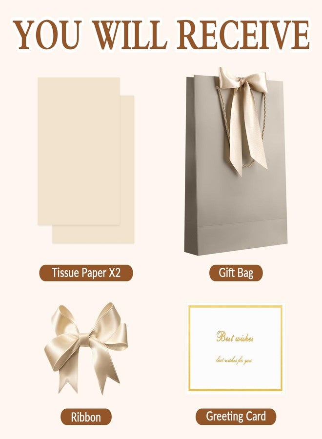 YoungTree Medium Gift Bag with Ribbon and Greeting Card 2 Tissue Papers, Portable Paper Birthday Gift Bags with Handles, Elegant Present Bags for Valentines Day Wedding Party Supplies (Champagne) - Image 3