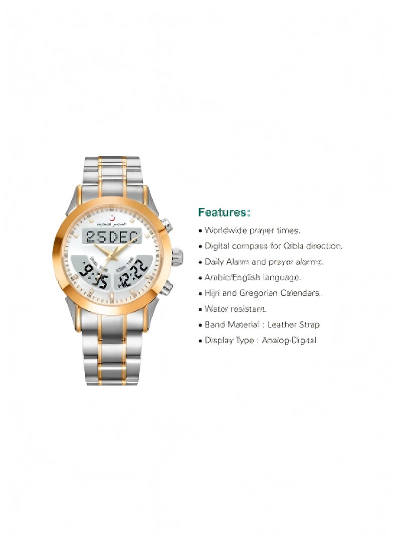 Al Fajr Luxury 360 Silver Gold Gold Stainless Steel Men's Watch WA-10GSW - Image 2