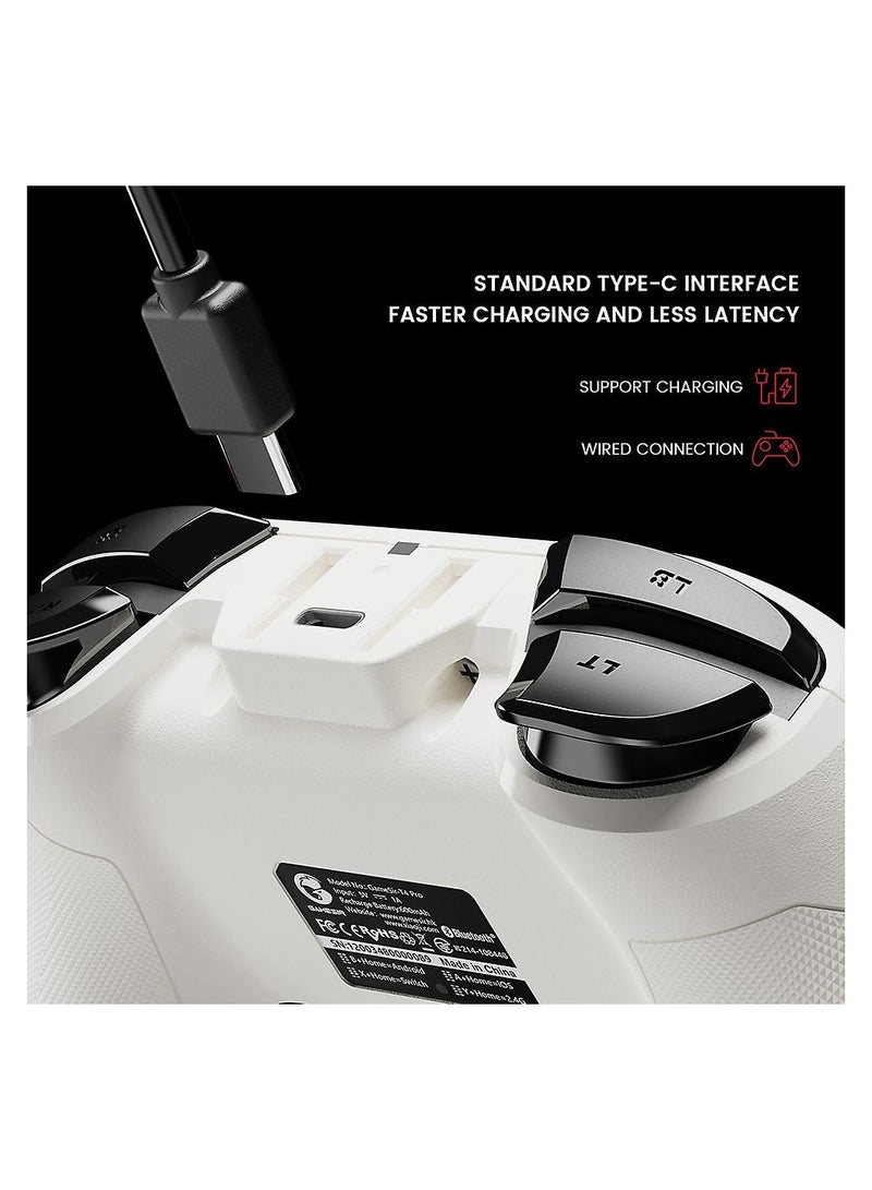 جيم سير وحدة تحكم الألعاب اللاسلكية T4 Pro لنظام التشغيل Windows 7 8 10 أجهزة الكمبيوتر/آيفون/أندرويد/سويتش (أبيض) - Image 3