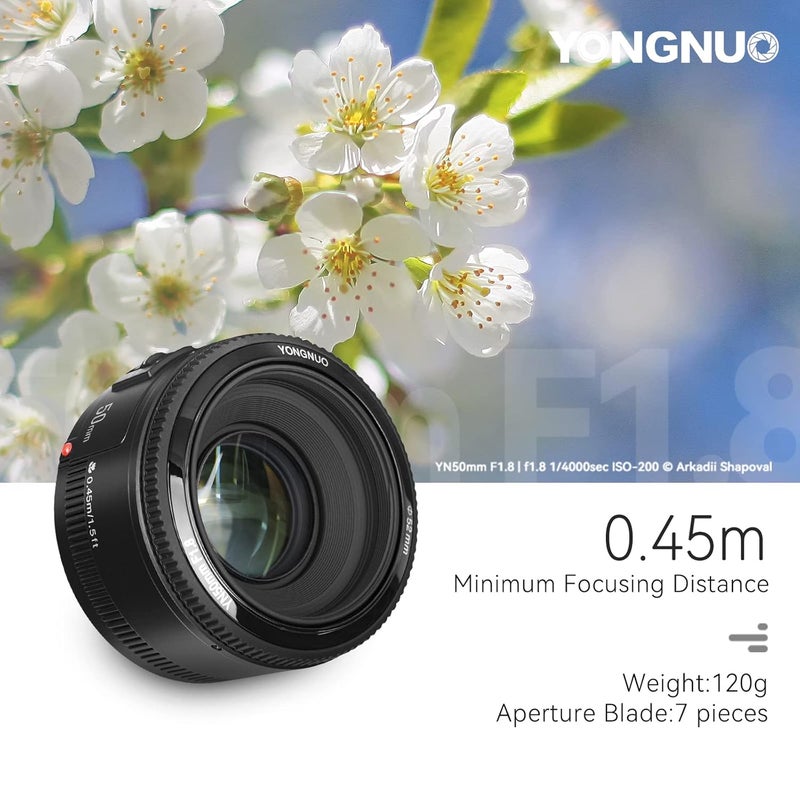 YONGNUO Yongnuo_ YN50 mm F1.8 Lens Large Aperture Auto Focus Lens for Canon EF Mount EOS Cameras - Image 3