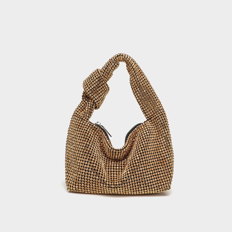 Selling Full Diamond-Encrusted Women'S Bucket Bag With A-Grade Rhinestones, Evening Bag, Chain Bag, Handbag, Shoulder Bag With Twist Knot - Image 4