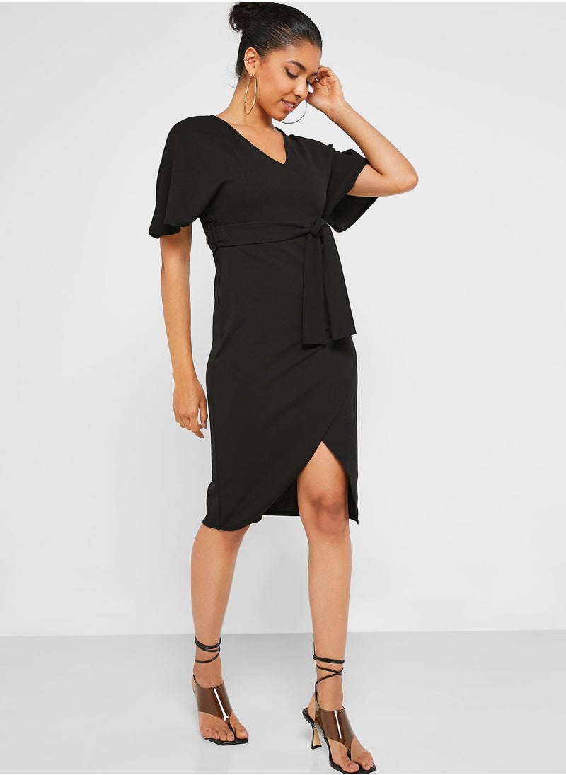 boohoo Tie Detail Kimono Dress  - Image 4