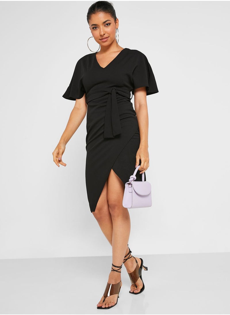 boohoo Tie Detail Kimono Dress  - Image 1