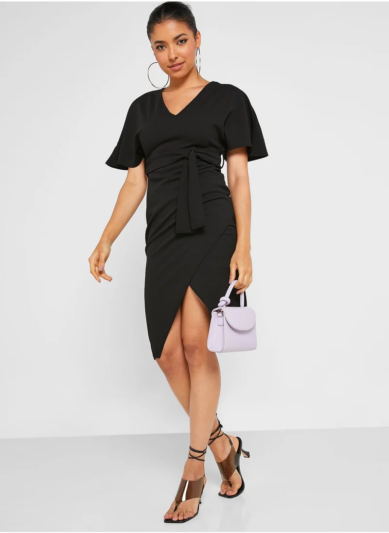 boohoo Tie Detail Kimono Dress