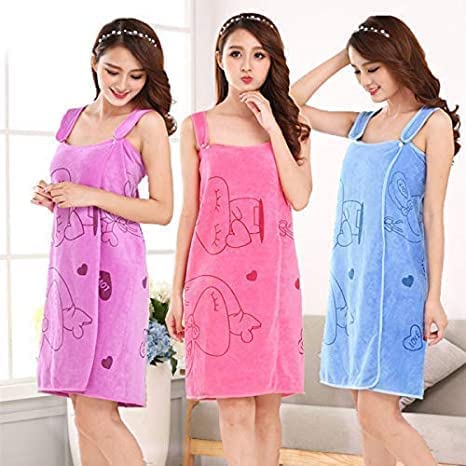 Wagmine Wagmine Magic Bath Soft Wearable Towel Magic Lady Beach Spa Bathrobes Bath Skirt Lady Wearable Drying Girl Dress,Free Size - Image 2