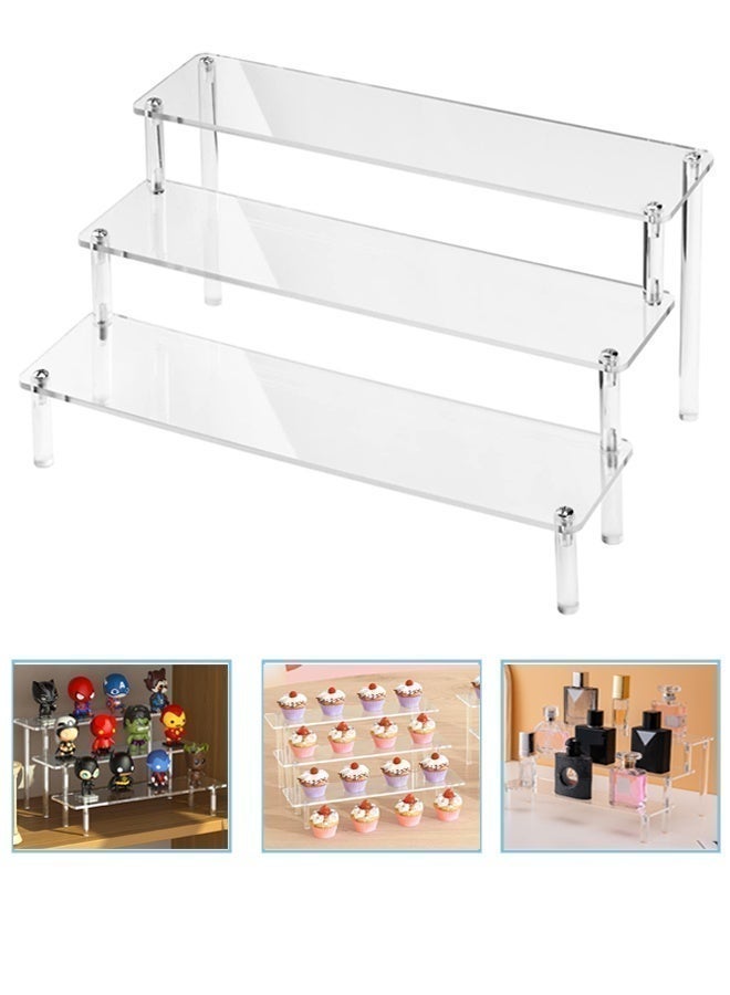 Acrylic Display Stand Risers, 3 Tier Perfume Stand Organizer, Clear Cupcake Stand Holder, Large Shelf Risers for Figures, Display Shelf for Collectibles, Dessert Shelves for Decoration and Organizer - Image 1