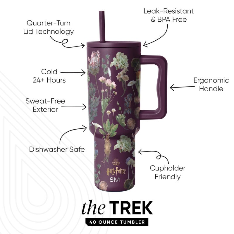 Simple Modern Harry Potter 40 oz Tumbler with Handle and Straw Lid | Insulated Reusable Stainless Steel Water Bottle Travel Mug | Gift for Women Men Him Her | Trek Collection | 40oz | Herbology - Image 2