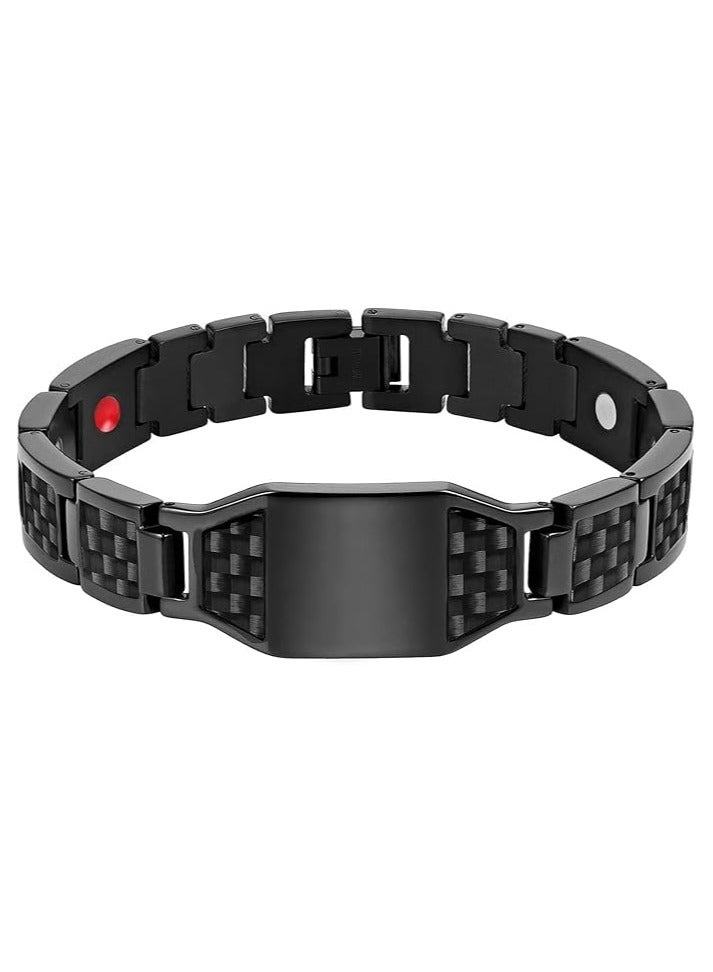 Fayrouz Jewellery Men's Magnetic Bracelet with 4 Carbon Fiber Elements, Super Strong Magnetic Energy Bracelets 3500 Gauss, by Fayrouz Jewelry - Image 1