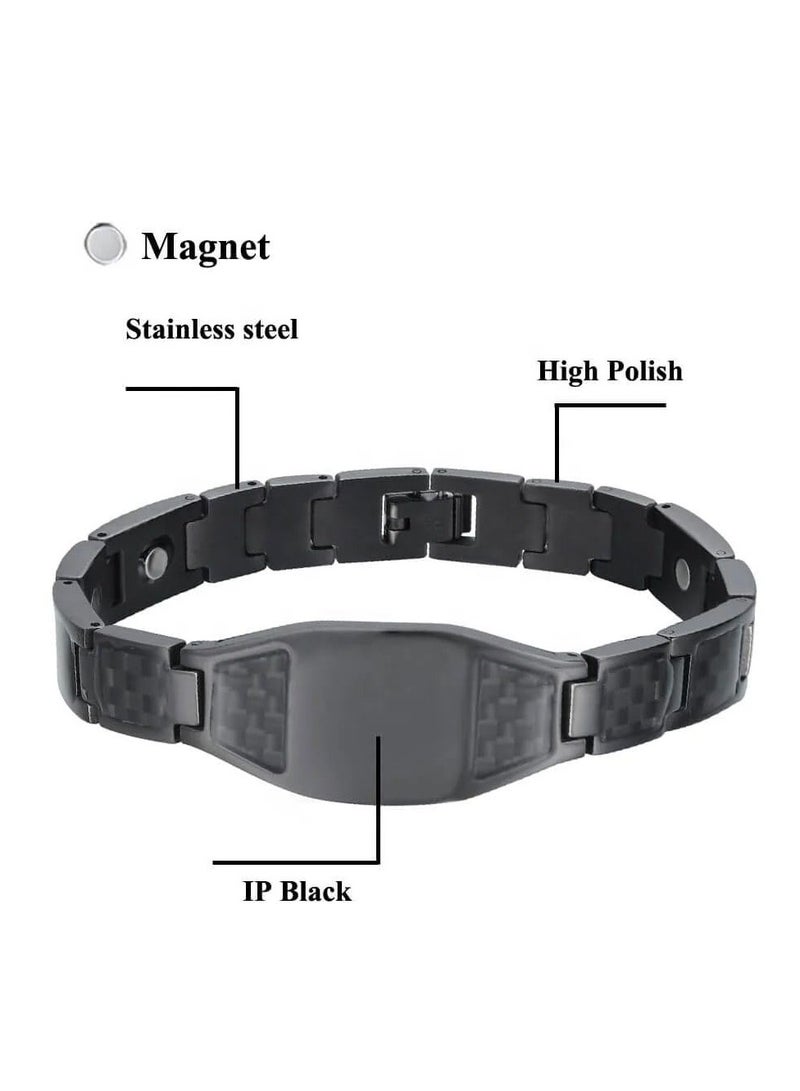 Fayrouz Jewellery Men's Magnetic Bracelet with 4 Carbon Fiber Elements, Super Strong Magnetic Energy Bracelets 3500 Gauss, by Fayrouz Jewelry - Image 2
