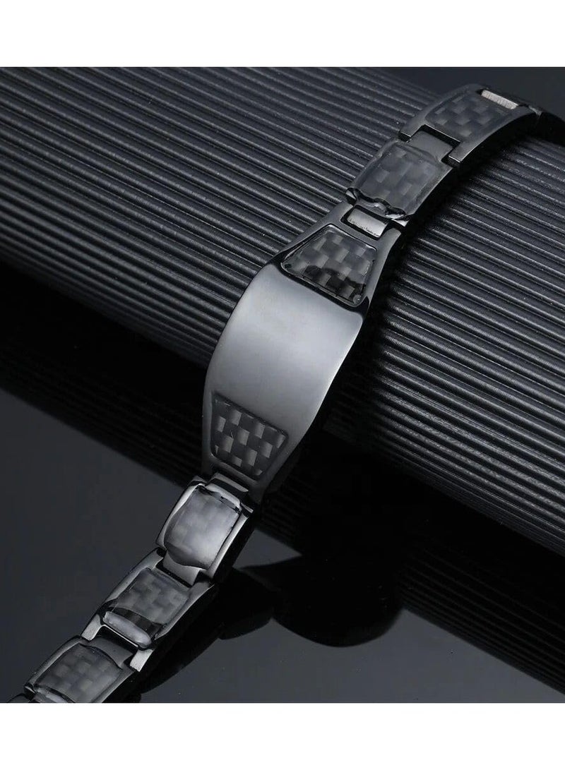 Fayrouz Jewellery Men's Magnetic Bracelet with 4 Carbon Fiber Elements, Super Strong Magnetic Energy Bracelets 3500 Gauss, by Fayrouz Jewelry - Image 3