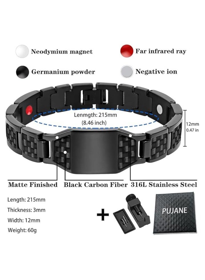 Fayrouz Jewellery Men's Magnetic Bracelet with 4 Carbon Fiber Elements, Super Strong Magnetic Energy Bracelets 3500 Gauss, by Fayrouz Jewelry - Image 4