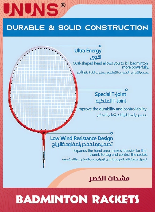 UNUNS Badminton Racket Set Of 2,Upgrade Carbon Lightweight Aldult Racket,Racquets And Goose Shuttlecocks Kits,For Professional Athletes,Beginner Training,Entertainment Competition - Image 2