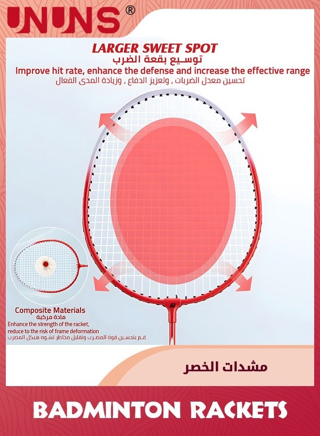 UNUNS Badminton Racket Set Of 2,Upgrade Carbon Lightweight Aldult Racket,Racquets And Goose Shuttlecocks Kits,For Professional Athletes,Beginner Training,Entertainment Competition - Image 5