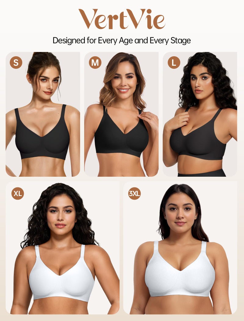 Vertvie Jelly Racerback Bras for Women Wireless Push Up Bra Seamless Supportive Full Coverage Convertible T-Shirt Bralettes(Grey,Large) - Image 5