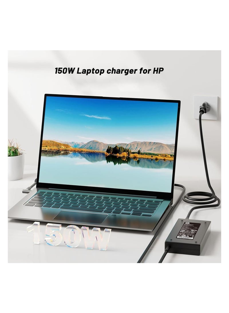 Max Power - 150W Laptop Charger Fit for HP Thunderbolt Dock 120W G2 2UK37AA G4 4J0A2AA G2 HSN-IX01 HP Envy DV4 DV6 DV7 EliteBook 8460W 8560W 906329-001 693709-001 801637-0011 Adapter Power Cord 7.4 * 5.0MM - Image 1