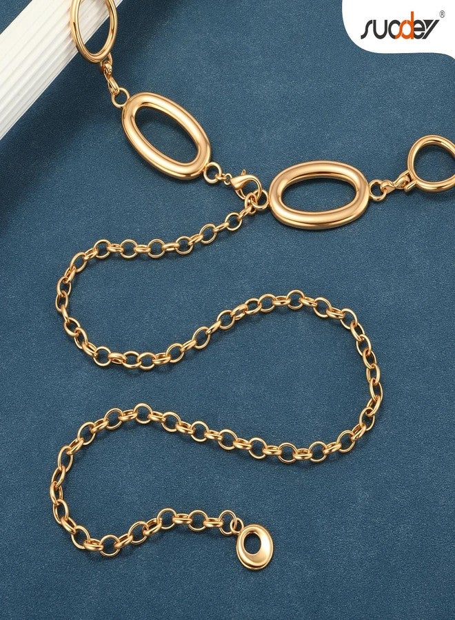 سوزدي حزام خصر ذهبي من SUOSDEY للنساء، أحزمة معدنية أنيقة قابلة للتعديل للفساتين - Image 5