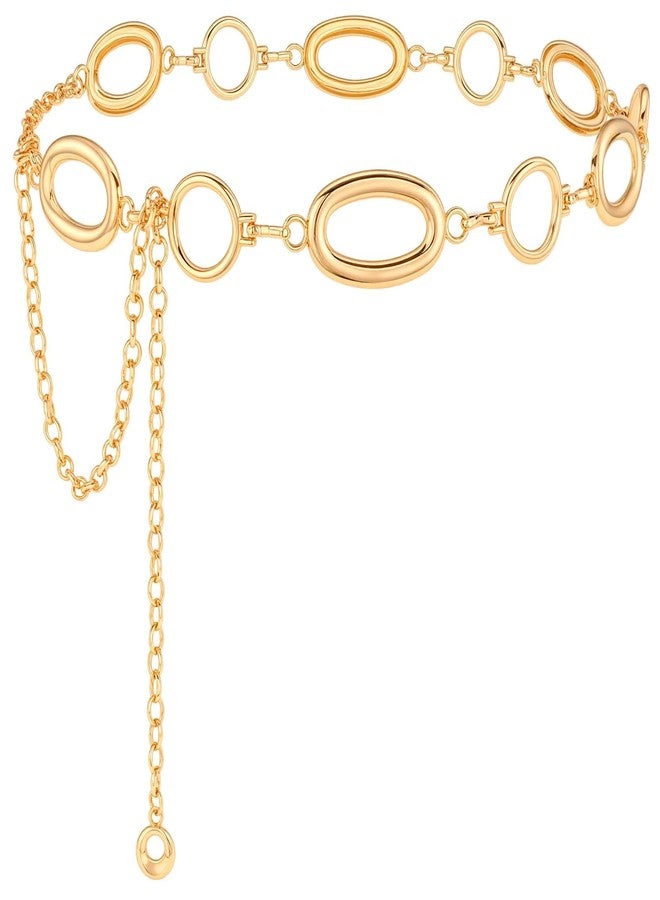 سوزدي حزام خصر ذهبي من SUOSDEY للنساء، أحزمة معدنية أنيقة قابلة للتعديل للفساتين - Image 1