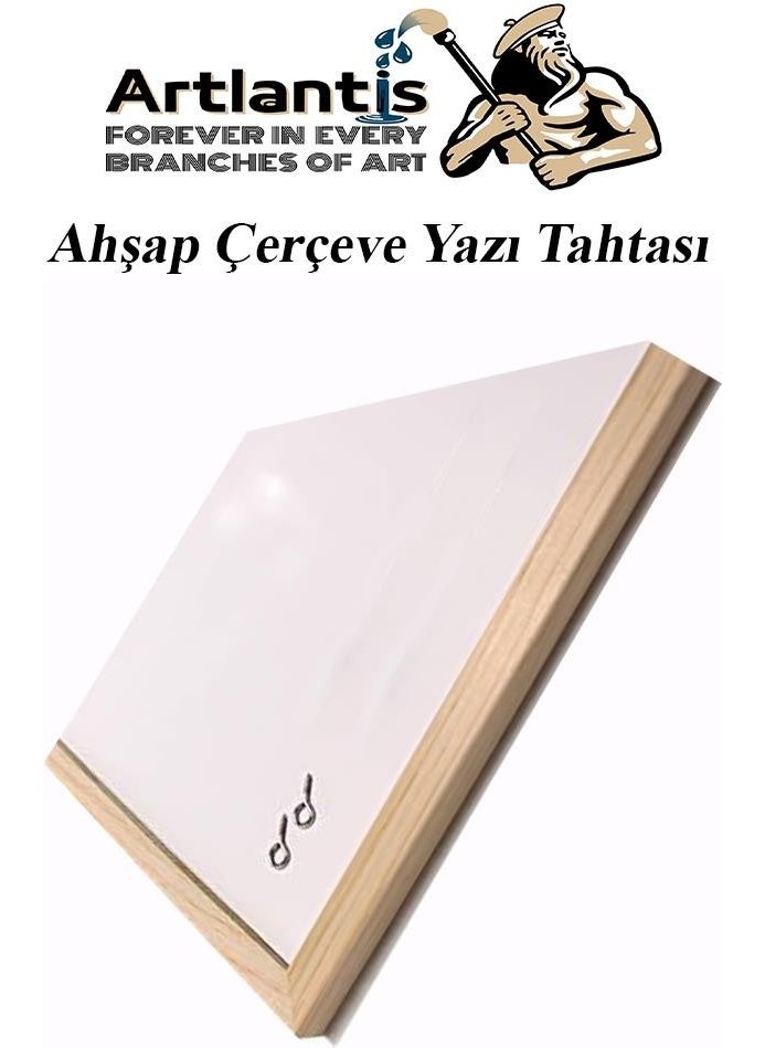 Artlantis سبورة كتابة بيضاء معلقة على الجدار 30X45 سم قطعة واحدة سبورة كتابة لامينيت مع إطار خشبي للتعليق في المكتب المدرسي  - Image 3