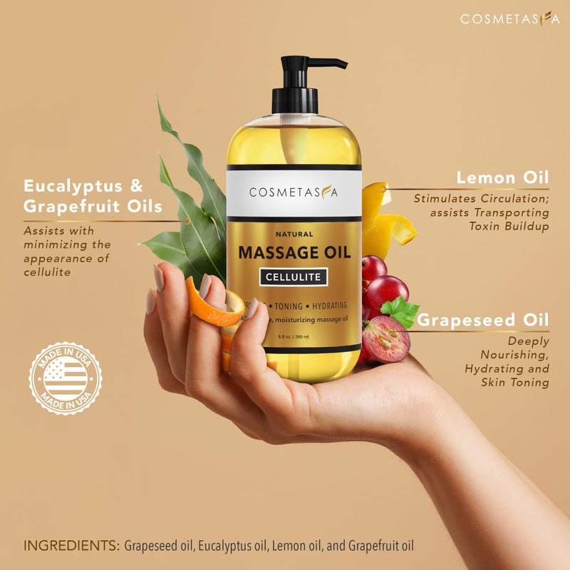 Cosmetasa Massage Oil Set - Arnica & Peppermint Sore Muscle Relief, Cellulite & Lavender Body Massage Oils - Gua Sha Therapy - Image 4