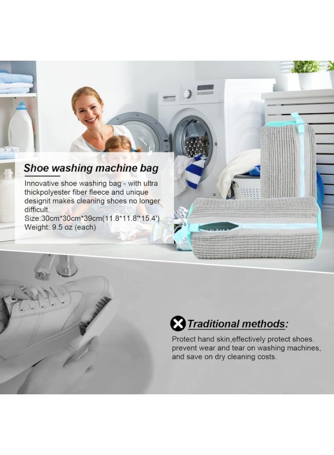Chabeia 2 Pack Shoe Washing Bag for Washing Machine，Shoe Wash Bag for Sneakers, Athletic Shoes, 360° Omni-directional Shoe Laundry Bag for All Shoe Types and Sizes (2, Gray) - Image 2
