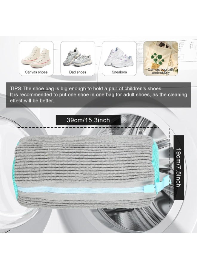 Chabeia 2 Pack Shoe Washing Bag for Washing Machine，Shoe Wash Bag for Sneakers, Athletic Shoes, 360° Omni-directional Shoe Laundry Bag for All Shoe Types and Sizes (2, Gray) - Image 3