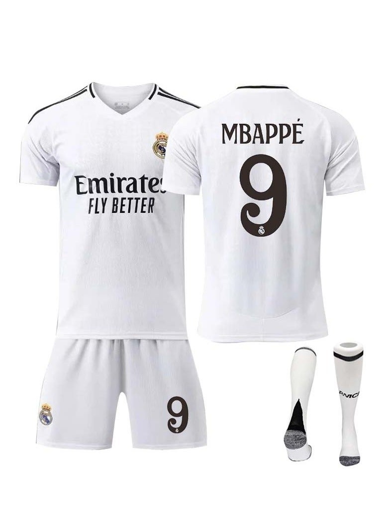 General 2024/25 Real Madrid Football Jersey MBAPPE #9 Football Jersey/Shorts Socks Gift Set Kids Size & Adult Size for Fans & Friends  - Image 1