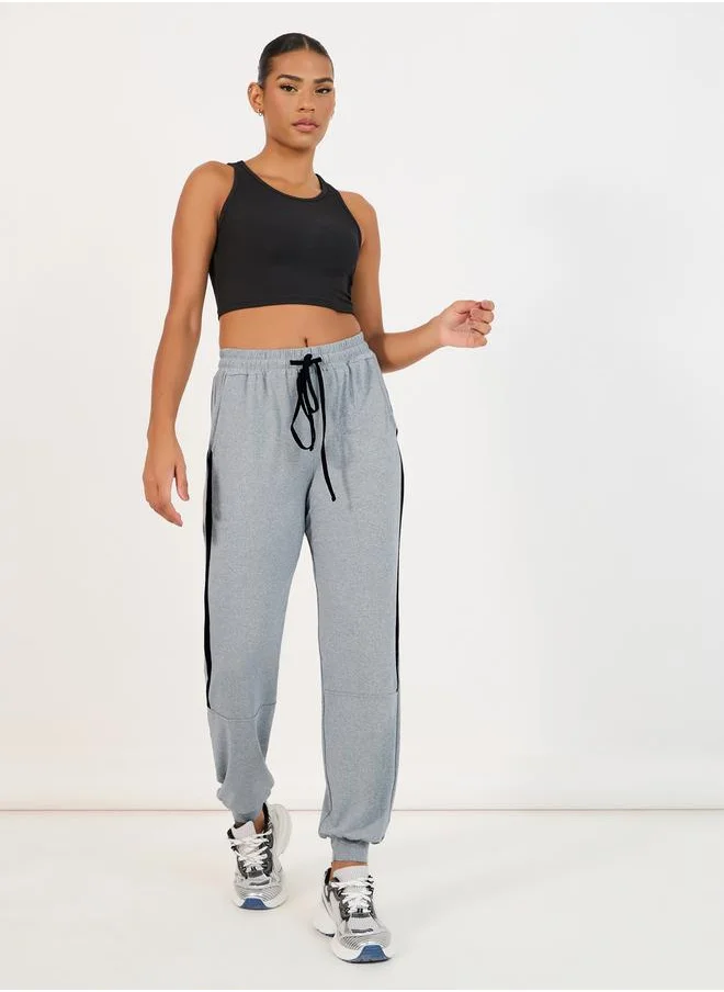 Styli Melange Contrast Drawstring & Side Stripe Joggers