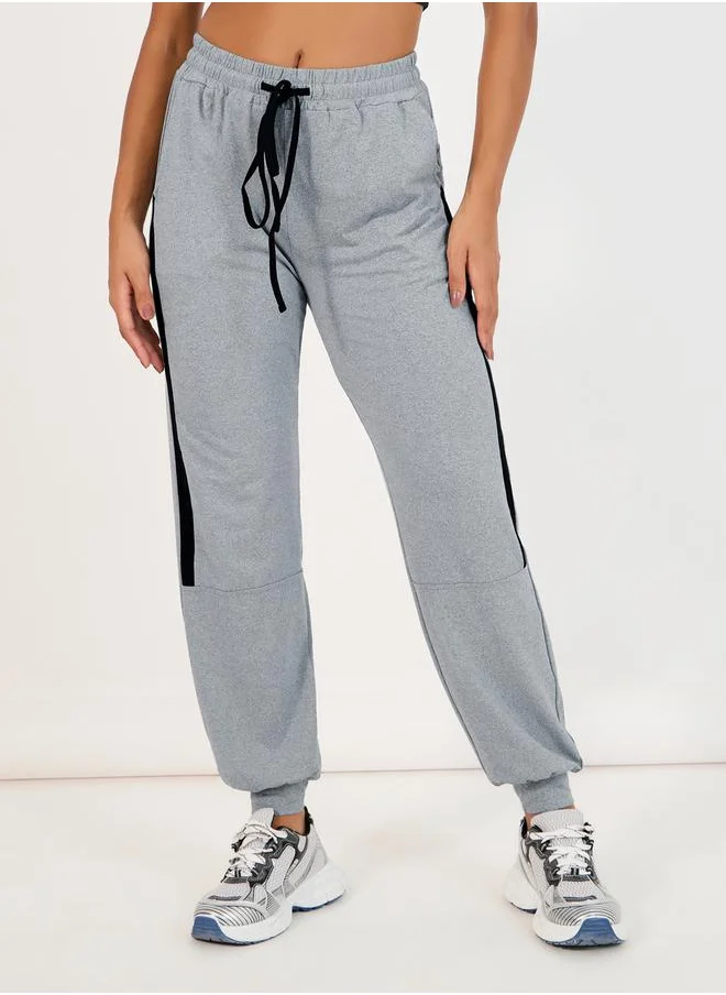 Styli Melange Contrast Drawstring & Side Stripe Joggers