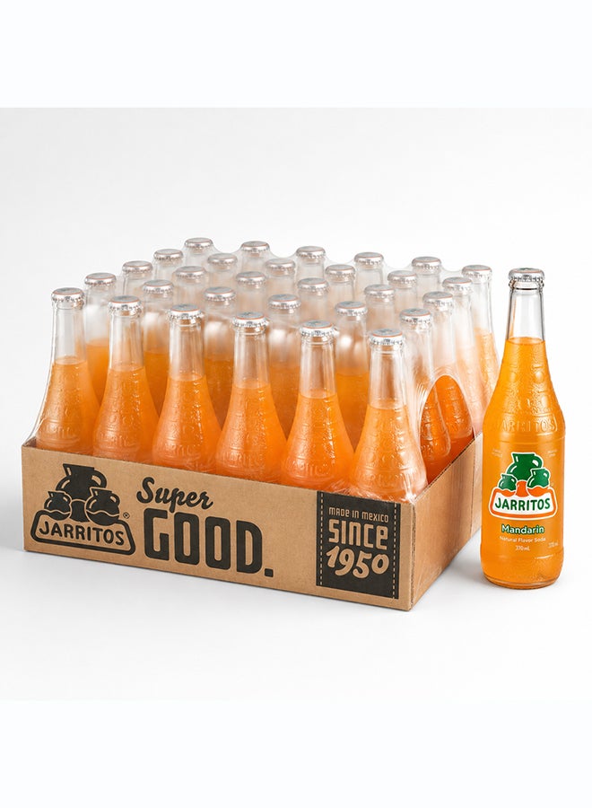 Jarritos Mandarin Flavour Mexican Carbonated Soft Drink Soda in Glass Bottles, Citrus Fizzy Refreshing Beverage, 370 ml Each, Made in Mexico Since 1950, Case Pack of 24 - Image 1