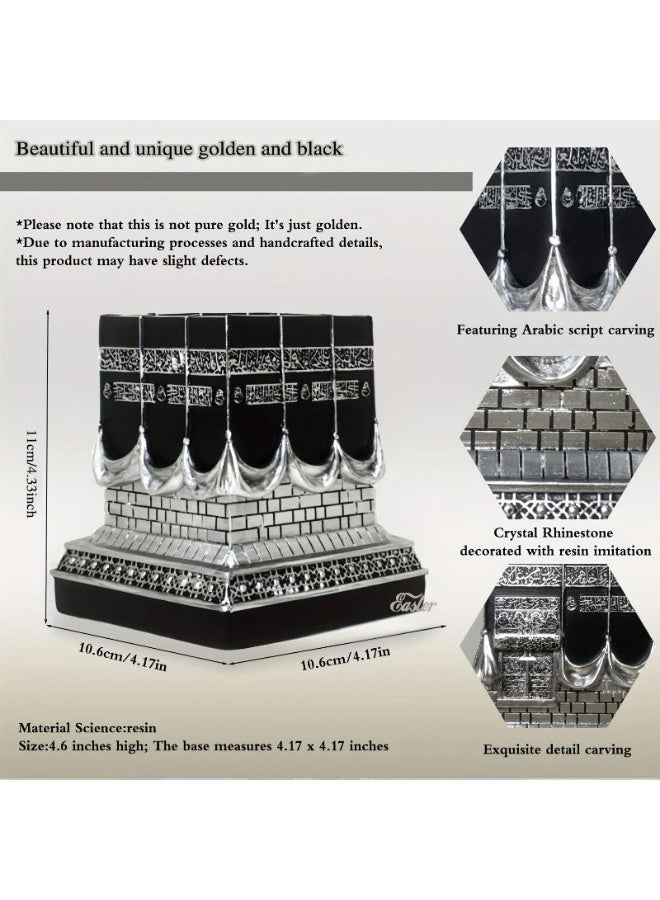 Kaaba Mecca Model Ornament, Resin Craft Saudi Souvenir, Black and Silver, 4.6 inches - Image 2