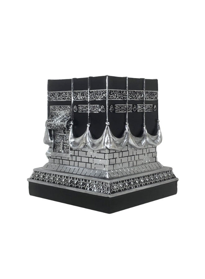 Kaaba Mecca Model Ornament, Resin Craft Saudi Souvenir, Black and Silver, 4.6 inches - Image 1