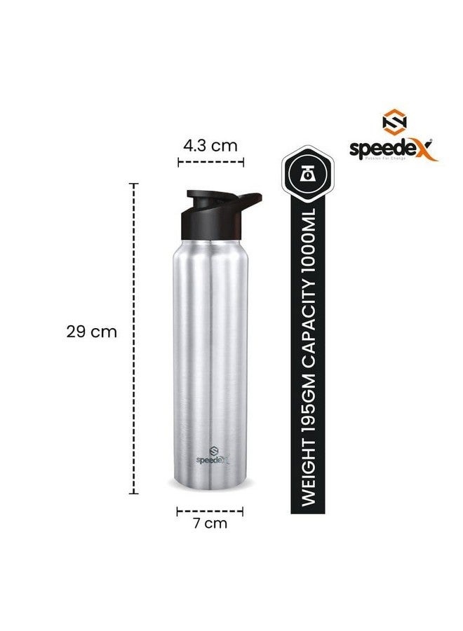 Speedex Stainless Steel Silver Water Bottle 1 Litre with Sipper Cap | Leak Proof & BPA Free | Fridge Safe Bottle for School, Gym, Office | For Boys, Girls, Men, Women, Kids - Image 3