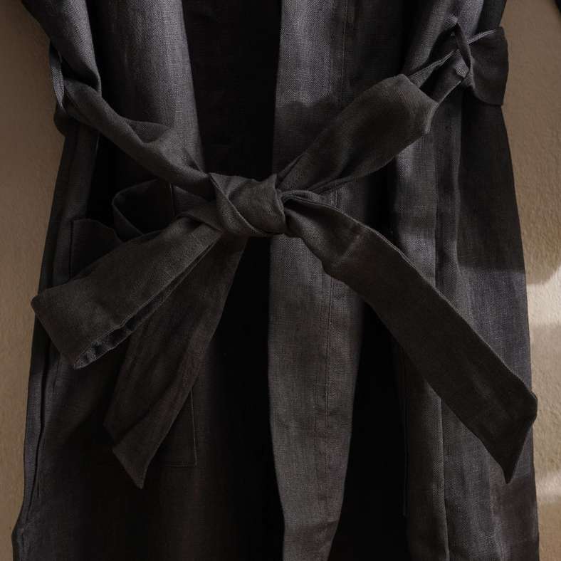 Pan Home Serene Linen Robe for Women - Graphite