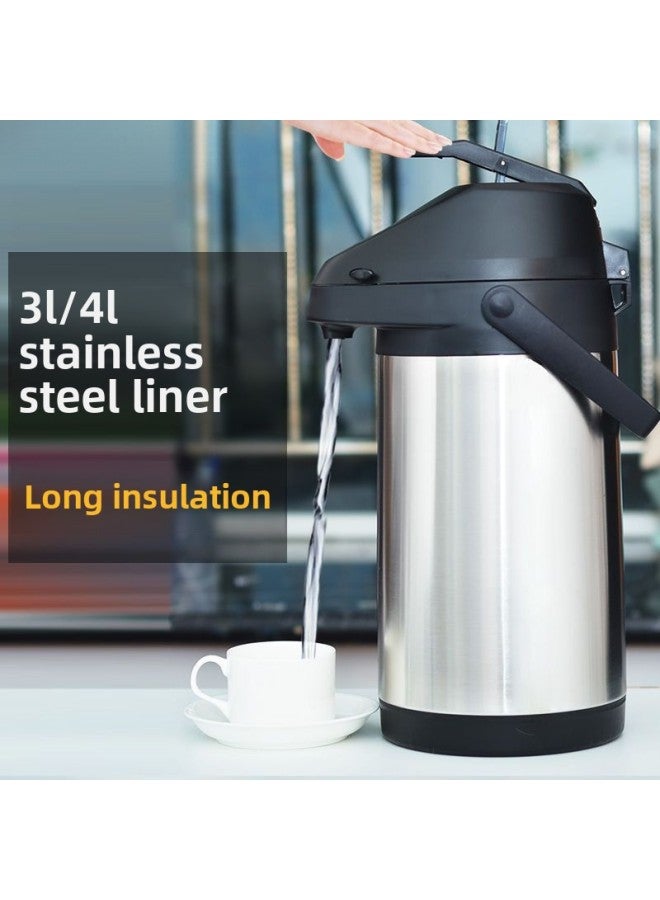 Vacuum Stainless Steel Inner Liner Air Pressure Thermos Thermos Thermos Thermos Thermos Thermos Thermos Car Household Chess And Card Room Kettle-Color:4 Liter 304 Stainless Steel Liner Lever Press-Capacity:Default Items  - Image 2