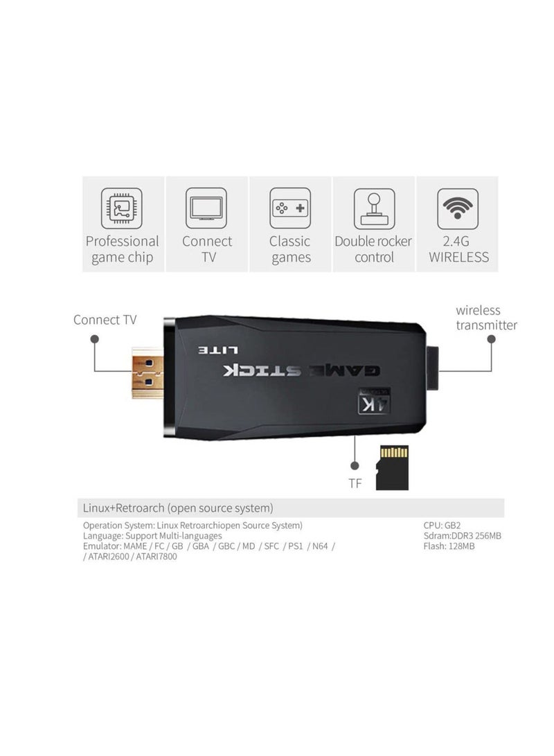 Classic M8 Game Stick 4K Game Console with Two 2.4G Wireless Gamepads Dual Players HDMI Output Built in 3500 Classic Games Compatible with Android TV/PC/Laptop/Projector. - Image 3