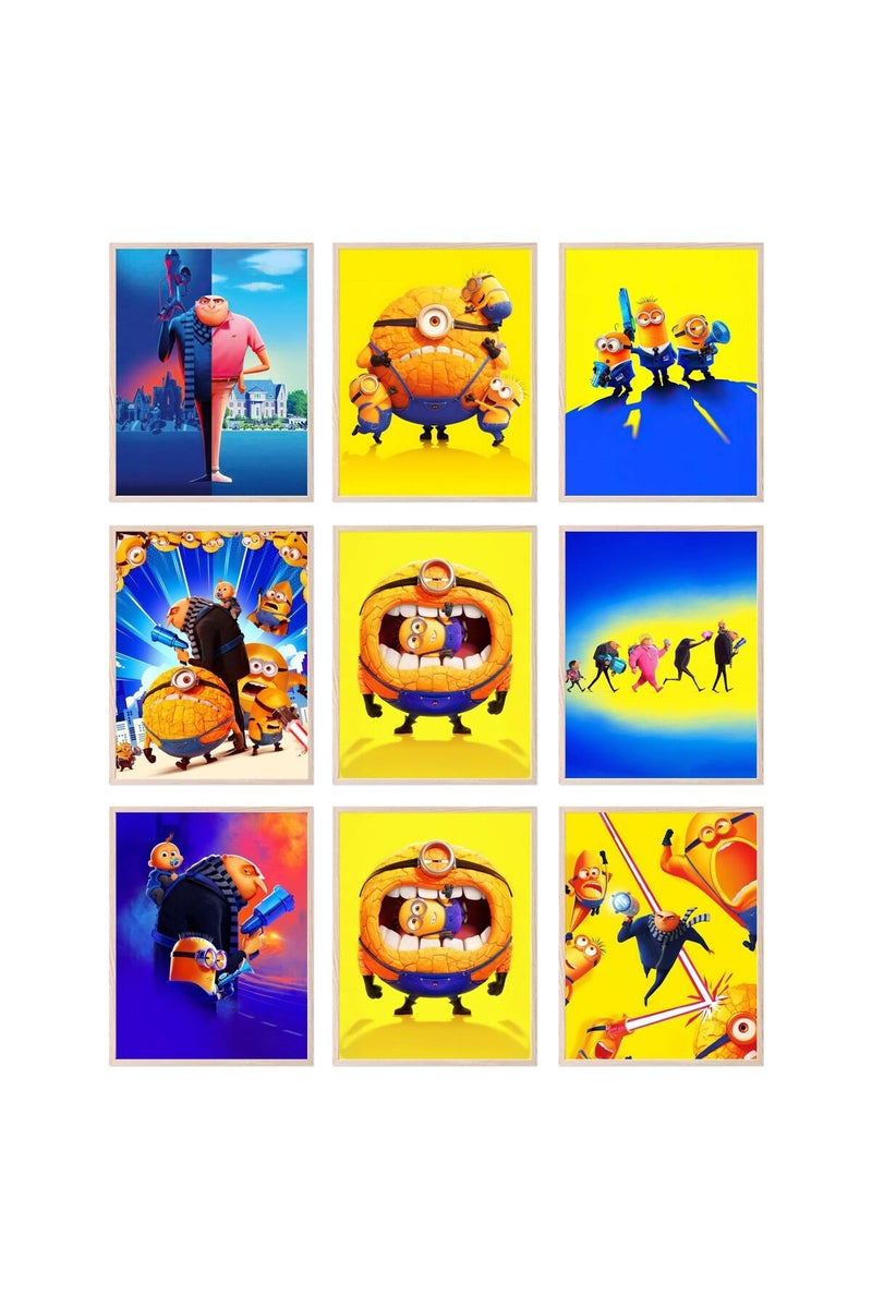 BigWig Prints Despicable Me 4 Wall Art - Minion Bedroom Decor, Minions Poster, Despicable Me Party Decorations, Kids Movie Posters, Wall Decor Artwork for Kids Room - Unframed Set of 9 (8x10) - Image 1