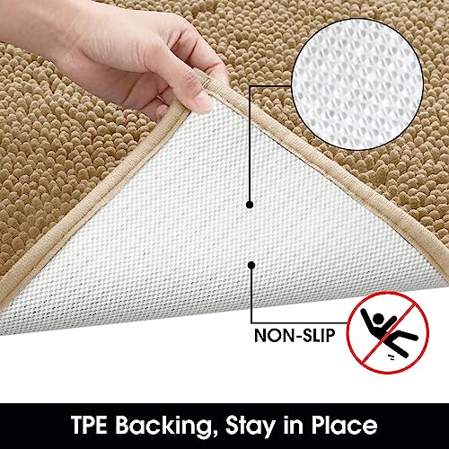 HOMEIDEAS Doormat Indoor Entrance, 32"x20", Highly Absorbent Chenille Muddy Dog Washable Non Slip Front Welcome Door Floor Mat for Entryway, Beige - Image 5